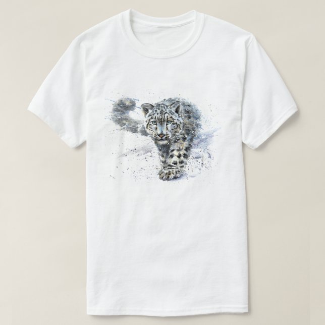 Snö Leopard Watercolor T Shirt (Design framsida)