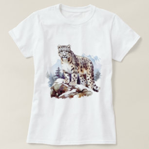 Snö Leopard Winter Mountain Big Cat Wildlife T Shirt