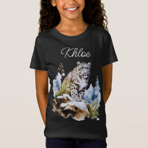 Snö Leopard Winter Mountain Personlig T Shirt