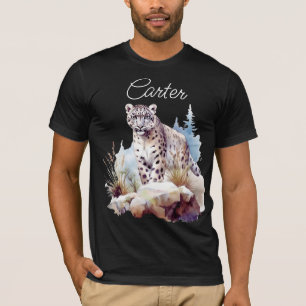 Snö Leopard Winter Mountain Personlig T Shirt