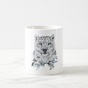 Snö Leopard, Winter Watercolor Kaffemugg