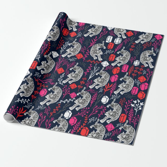 Snö Leopard Wrapping Papprare Presentpapper (Utrullad)