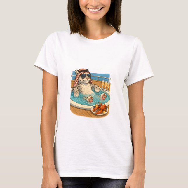 Snö Leopard Yacht Jacuzzi Relaxation T Shirt (Framsida)