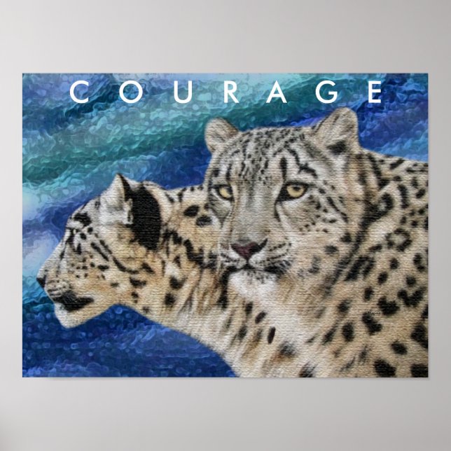 Snö Leopards Courage Motivational Poster (Framsidan)