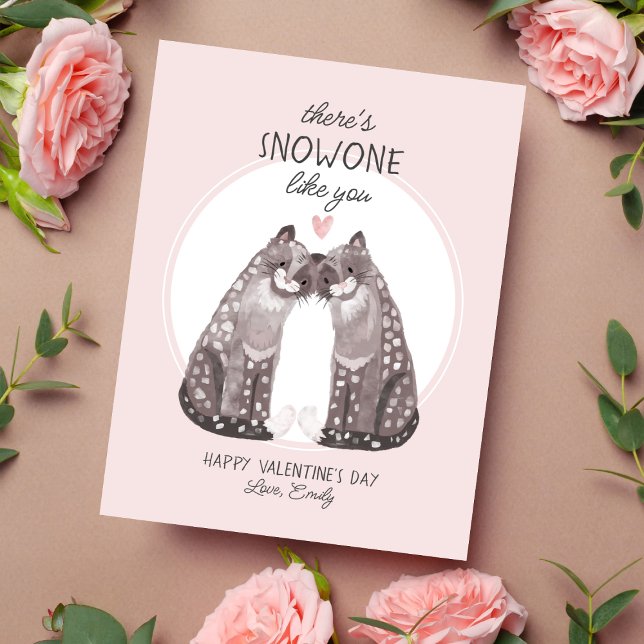 Snö Leopards Cute Valentine Julkort (Skapare uppladdad)