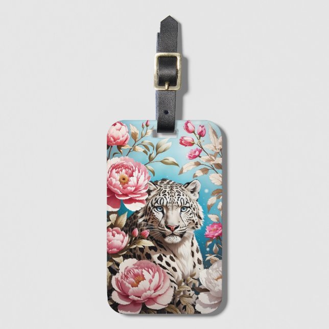 Snö Leopards Gaze och Rosa människor Bagagebricka (Framsida vertikal)