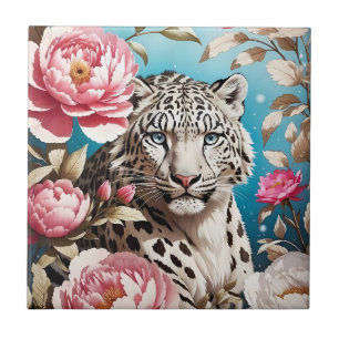 Snö Leopards Gaze och Rosa människor Kakelplatta