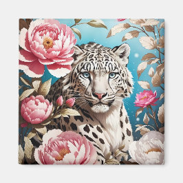Snö Leopards Gaze och Rosa människor Magnet