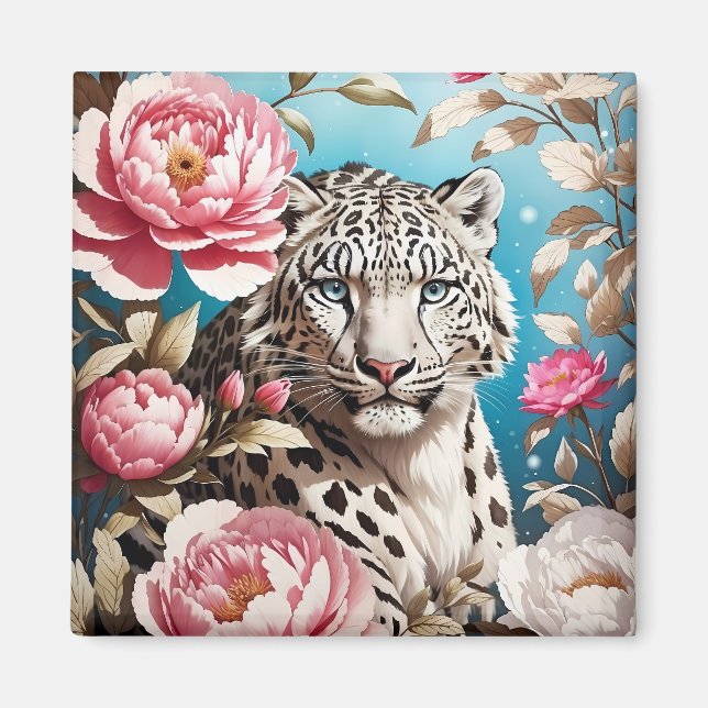 Snö Leopards Gaze och Rosa människor Magnet (Framsidan)