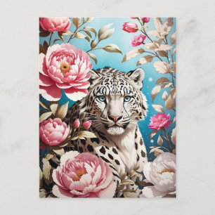 Snö Leopards Gaze och Rosa människor Vykort