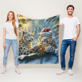 Snö Leopards Helgdag design efter Rik AMeN Gill Fleecefilt