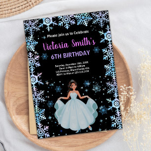 Snö Lila Blommigt Princess Birthday Bjud Inbjudningar