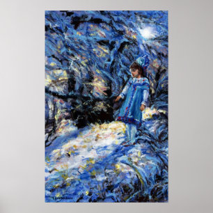 Snö Maiden i Snowy Winter Skogen Poster