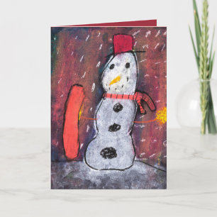 Snö man, låt det snöa julhelg kort, rödhatt helgkort