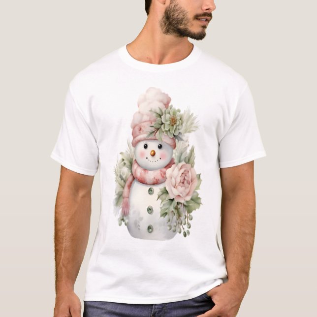 Snö man med blommor t shirt (Framsida)