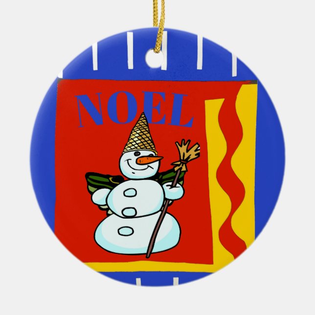 Snö Man, Noel, lägg till, redigera text Julgransprydnad Keramik (Framsidan)