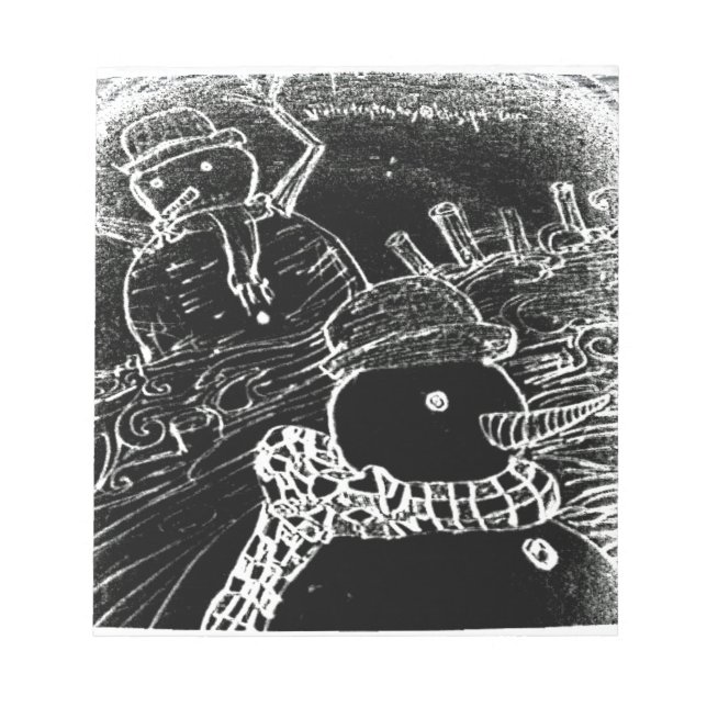 Snö man och Yaie i svart jul Anteckningsblock (Framsida)