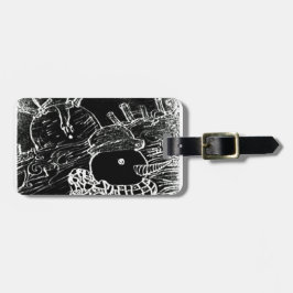 Snö man och Yaie i svart jul Bagagebricka