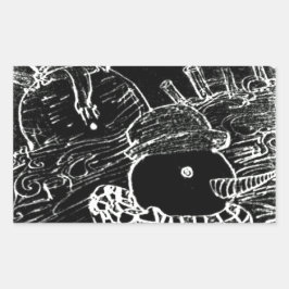 Snö man och Yaie i svart jul Rektangulärt Klistermärke