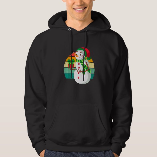 Snö Man Santa Julgran Ljus Julafton Tonåringar Hoodie (Framsida)