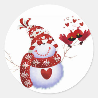 Snö Man Sticker Runt Klistermärke