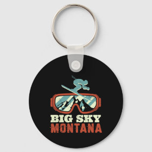 Snö Mountain Montana Vintage Retro Skiing och Sno Nyckelring