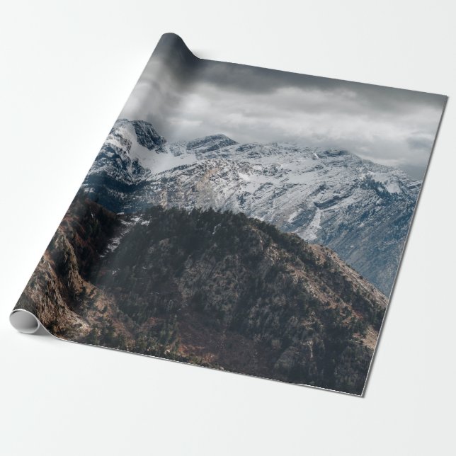 SNÖ MOUNTAIN RANGE TAPET PRESENTPAPPER (Utrullad)