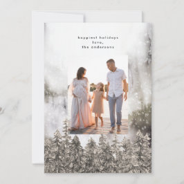 Snö Mountains Träd jul Ett foto Julkort