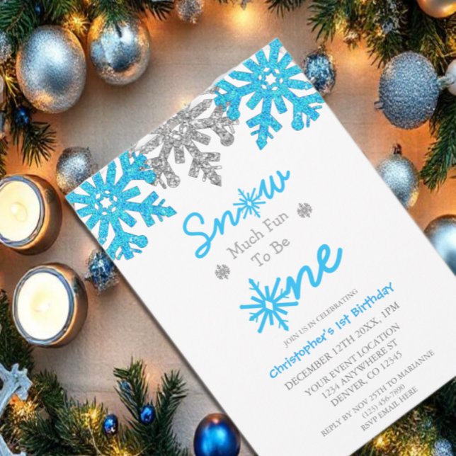 Snö - mycket Roligt att bli en vinter 1:a födelsed Inbjudningar (Skapare uppladdad)