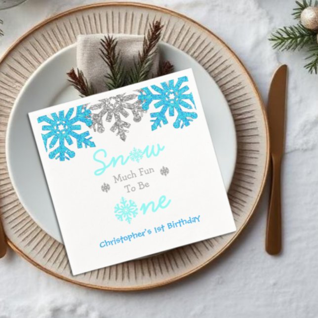 Snö - mycket Roligt att bli en vinter 1:a födelsed Pappersservett (Skapare uppladdad)