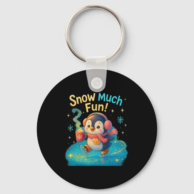 Snö Mycket Roligt Cute Penguin-juldesign Nyckelring (Framsida)