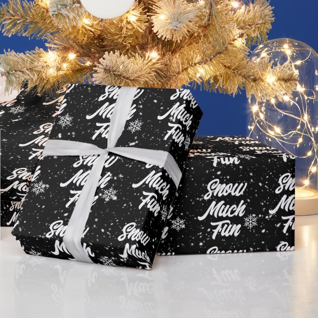 Snö Mycket Roligt Snöflingor på svart Presentpapper (Helgdagar)
