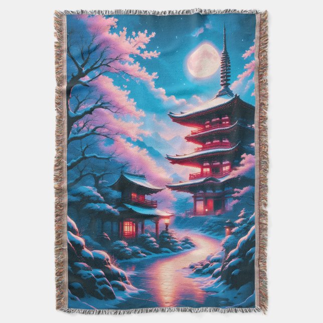 Snö- och Blomsterntemplet (Yukizakura no Tera)  Filt (Framsidan Vertikal)