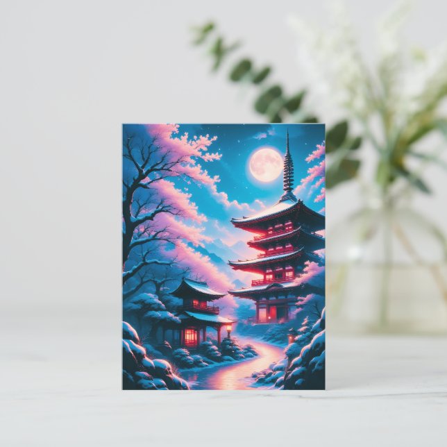 Snö- och Blomsterntemplet (Yukizakura no Tera)  Vykort (Stående Fram)