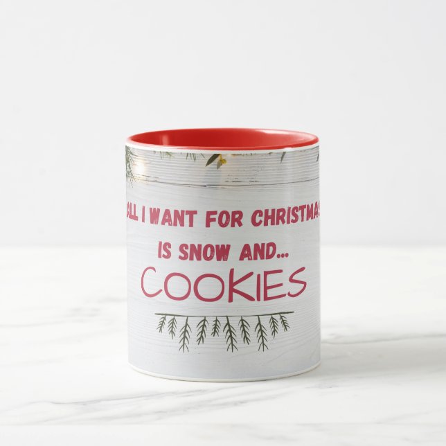 "Snö och Cookies Helgdag Quote on Mugg" Mugg (Center)