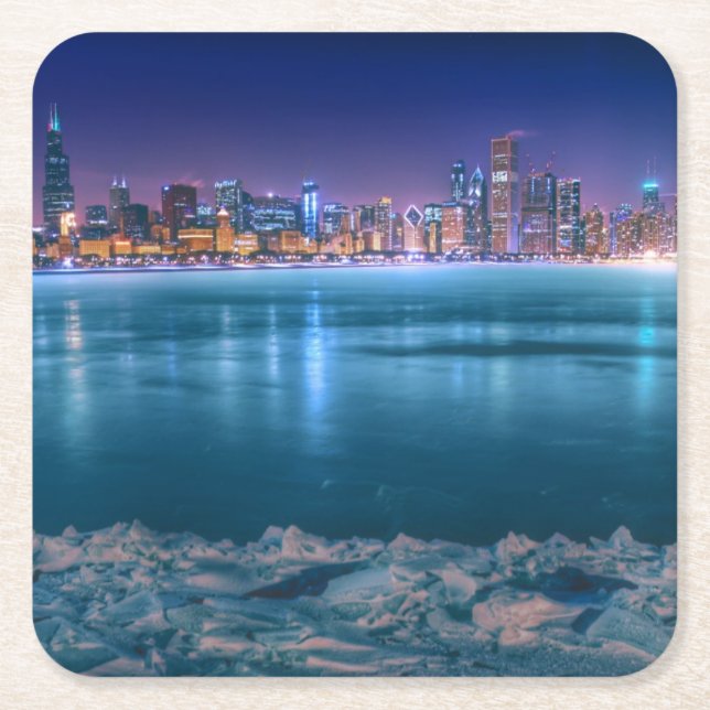 Snö och is finnas i överflöd på sjön Michiga på Underlägg Papper Kvadrat (Framsidan)