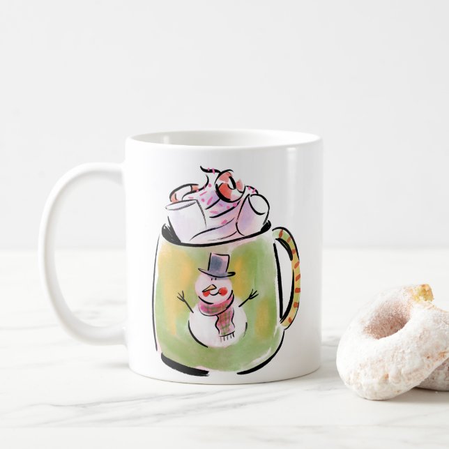 Snö och kakaobakaffe mugg (Med munk)
