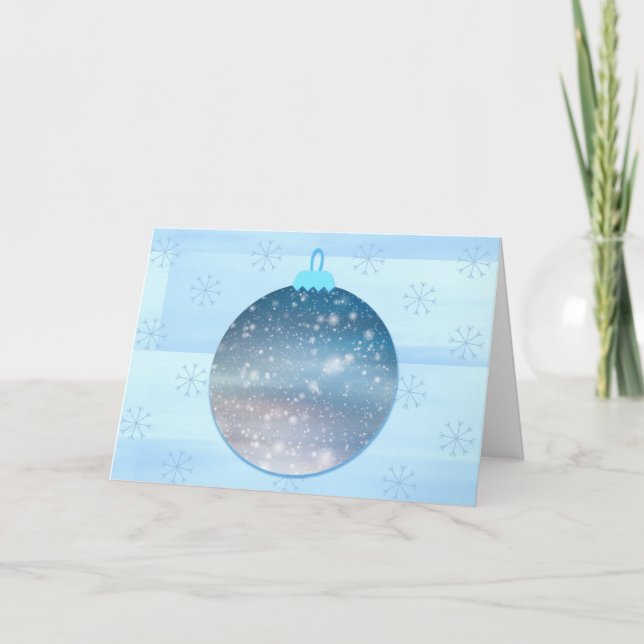 Snö och snöflinga prydnad julkort kort (Framsida)