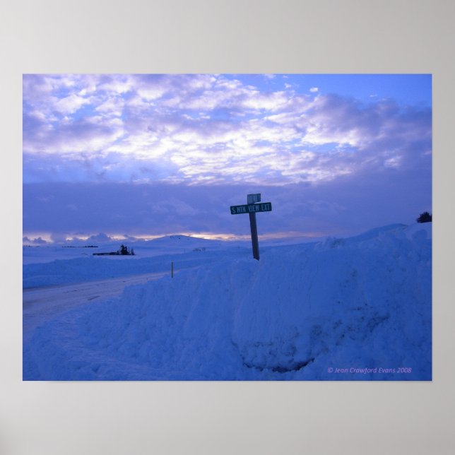 Snö och solnedgång poster (Framsidan)