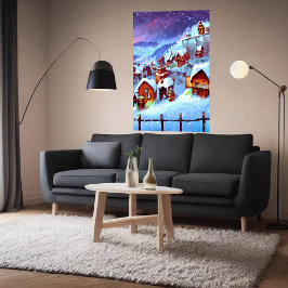 snö och vintern i byn | AI Art Poster