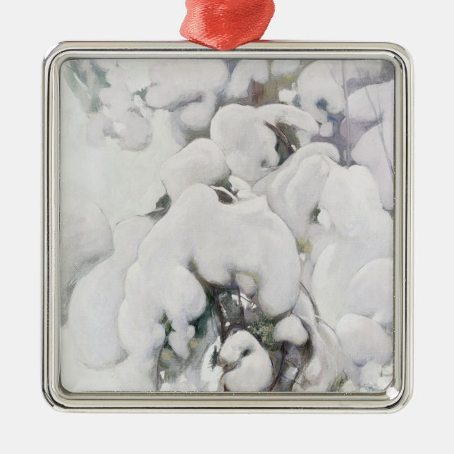 Snö omfattade Gräs Saplings (av Pekka Halonen) Julgransprydnad Metall (Framsidan)