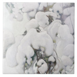 Snö omfattade Gräs Saplings (av Pekka Halonen) Kakelplatta