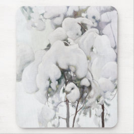 Snö omfattade Gräs Saplings (av Pekka Halonen) Musmatta