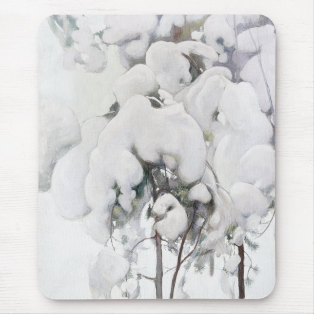 Snö omfattade Gräs Saplings (av Pekka Halonen) Musmatta (Framsidan)