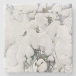 Snö omfattade Gräs Saplings (av Pekka Halonen) Stenunderlägg