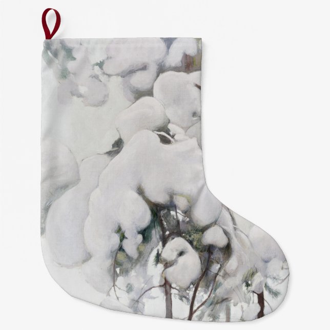 Snö omfattade Gräs Saplings (av Pekka Halonen) Stor Julstrumpa (Framsidan)