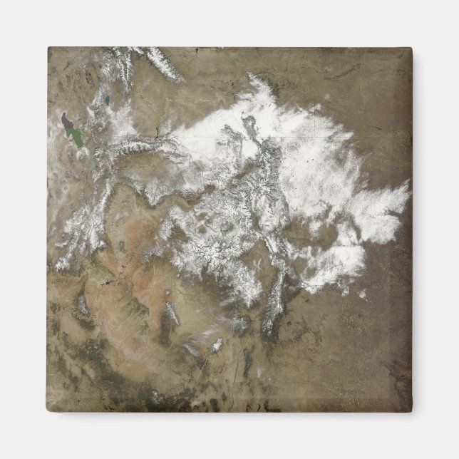 Snö omfattar Rocky mountains i Förenta staterna Magnet (Framsidan)