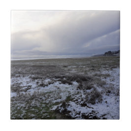 Snö över bukten keramikplattan kakelplatta