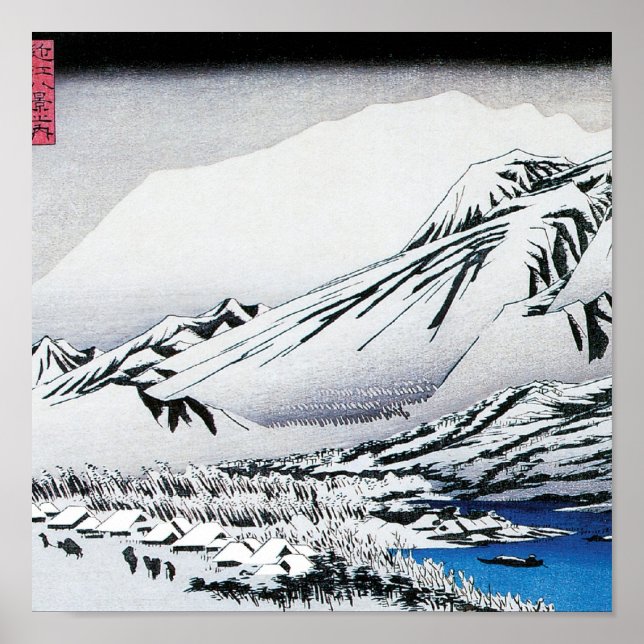 Snö på berget Hira, Japan. Circa 1834-35 Poster (Framsidan)