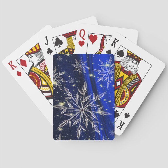 Snö på blå bakgrund casinokort (Baksidan)